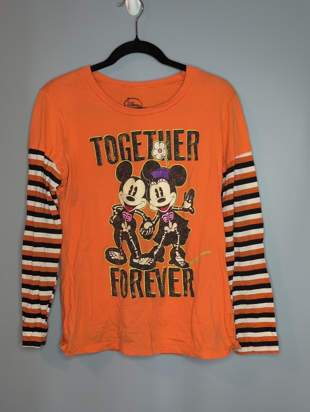 Disney Orange Together Forever Mickey & Minnie Halloween Top Junior's Size XXL